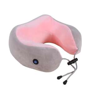 Pink and gray electric neck massager pillow with memory foam, USB charging - Neck massager