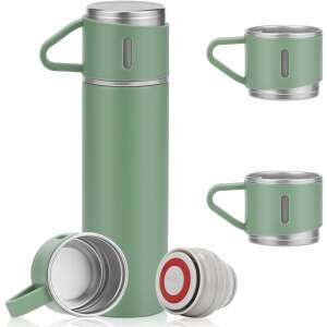 Termos din oțel inoxidabil verde cu 2 căni, capacitate 500 ml - Termosuri și suporturi pentru băuturi