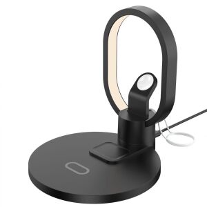 4-in-1 Wireless Charging Station with LED Lamp, angled view - Wireless Charger