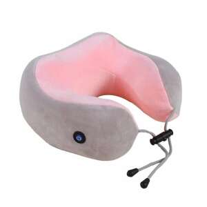 Electric neck massager pillow with memory foam, USB charging, brown - Neck massager