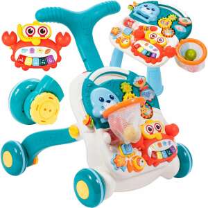 Malplay 2 in 1 Walker and Activity Table, blue, with detachable toys, for babies, collage - MalPlay Push & Pull Toy