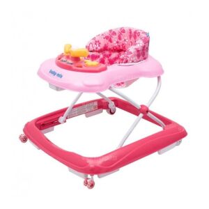 Baby Mix Różowy chodzik dla dzieci od 6 miesiąca życia z interaktywnym panelem zabaw - Bébikomp