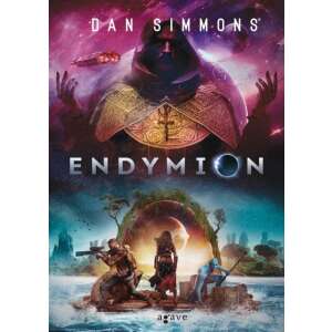Endymion, Dan Simmons sci-fi regényének borítója, egy kapucnis alakot, egy űrhajót és egy bolygót ábrázol - Sci-Fi könyv
