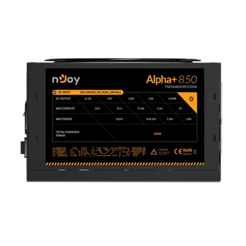 NJOY Alpha+ 850W 80 Plus Gold Modular Power Supply Front Panel