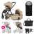Petite & Mars ICON 2in1 stroller set with accessories, including a footmuff, diaper bag, cup holder, and rain cover