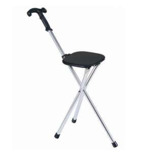 Baston cu scaun pliabil, din aluminiu rezistent, functie 2 in 1,  ultra rezistent, capete anti-alunecare, ideal pentru sustinere in mers si odihna, pentru persoanele in varsta