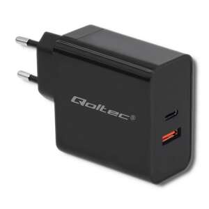 Qoltec 51716 Zasilacz sieciowy USB-C z portem USB-A, czarny - Qoltec