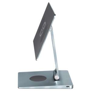 Yenkee YSN 04 TASK iPad 11 hüvelykes mágneses állítható állvány, ezüst, oldalnézet, állvánnyal és táblagép tartóval - Monitor állvány