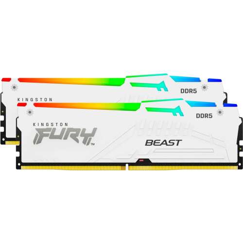 Kingston FURY Beast RGB DDR5 64GB (2x32GB) Dual RAM Kit, бял, 6000MHz, CL30, RGB осветление