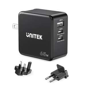 Unitek 65W USB-C PD gyors utazási töltő EU és UK adapterekkel - Unitek