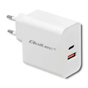 Qoltec 51715 USB-A / USB-C Hálózati töltő - Fehér (63W)