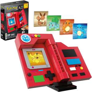 Zestaw do budowania Mattel MEGA Pokémon Kanto Region Pokédex, z podświetlanym Pokédexem, 5 kartami Pokémon i 322 elementami - Mattel