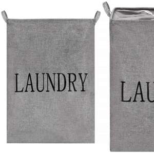 Springos Laundry Basket, gray, 81L, with handles, foldable, for clothes storage - Laundry Basket