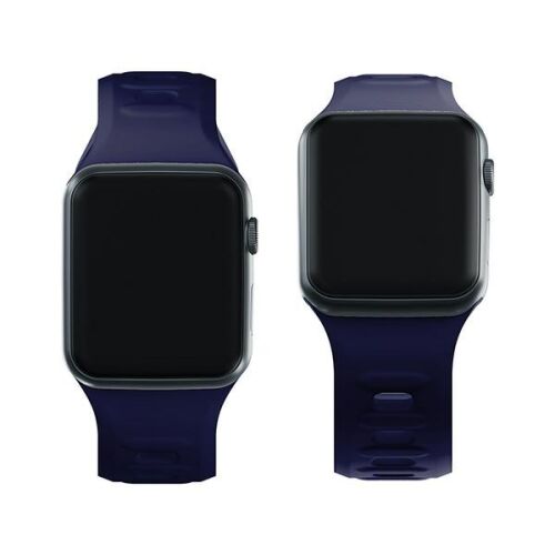 3mk Óceánkék Szilikon Apple Watch Szíj 42/44/45/49mm, két nézet
