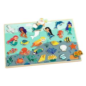 Djeco Sea Shapes Puzzle, wooden puzzle with sea creatures for toddlers, 22 pieces, FSC certified - Developmental Toy for Baby