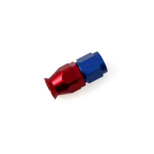 An4 Straight Hose Connector PTFE, Aluminum, Red and Blue, for Oil, Water, and Fuel Systems