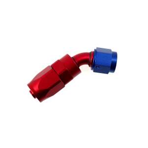 An6 45 Degree Hose Fitting, Aluminum, Red and Blue, Mpf103-06 - Vehicle connectors and fitting