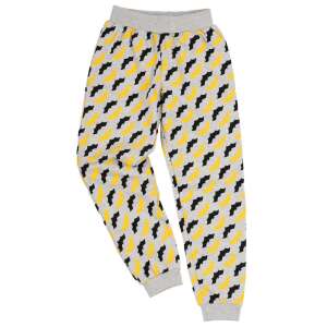 Batman Kinder lange Hose, Jogginghose, grau mit gelbem und schwarzem Fledermaus-Muster, 98-128 cm - Batman