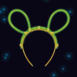 Glow Stick Mouse headband, green light up headband with bunny ears, party accessory - Dressing Accessory