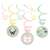 Set of 6 hanging swirl decorations with cat and dog designs, perfect for a pet-themed party