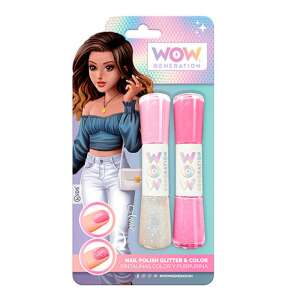 WOW Generation Annie nail polish glitter and color set, 2 bottles, pink and glitter - WOW Generation