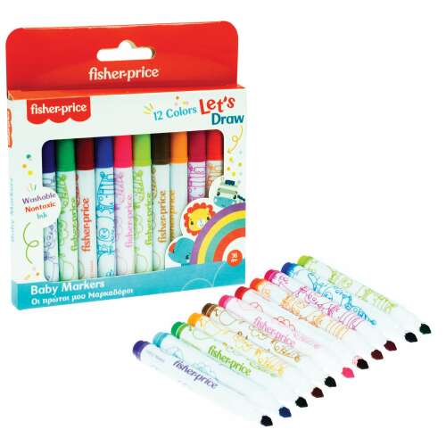 Fisher-Price Let's Draw Baby Marker, 12 umývateľných, netoxických farieb