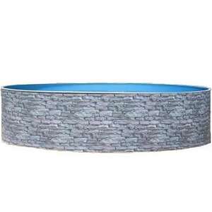 Azuro runder Stahlwandpool mit Steinmuster, 360 x 120 cm, grau - Gartenpools