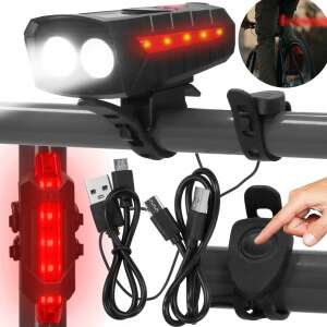 Ba0080 solarna lampka rowerowa usb + tylna lampka usb 104054046 - Oświetlenie rowerowe