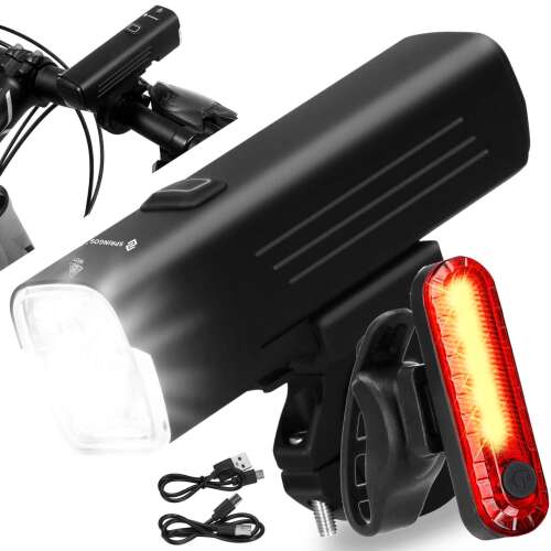 Springos® USB Rechargeable Bike Light Set, front and rear lights, black