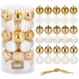 Set mit 30 goldenen und weißen Weihnachtsbaumkugeln - Christbaumschmuck