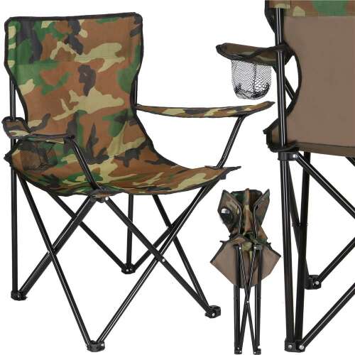 Springos Cs0110 Camouflage Campingstuhl mit Getränkehalter, zusammengeklappt