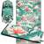 Springos CS0119 quick-drying towel with tropical print, rolled, folded and full view