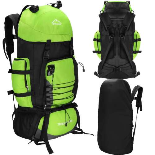 Zelený a čierny batoh Springos TREKKING 90L s pláštenkou
