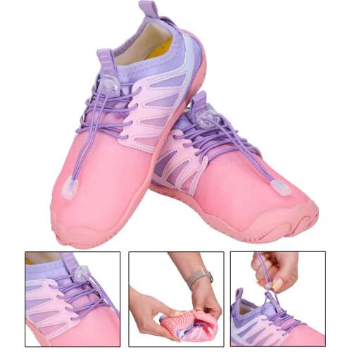 Springos® women's water shoes, pink and purple, size 39, collage of different views
