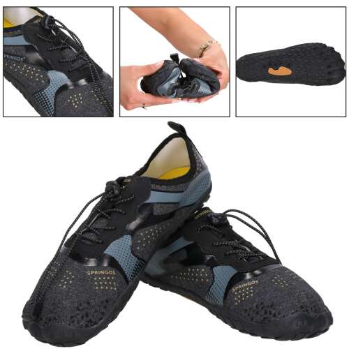 Springos water shoes for men, black and grey, size 41, collage of different views