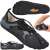 Springos water shoes for men, black and grey, size 43, showing the sole and the shoe bending