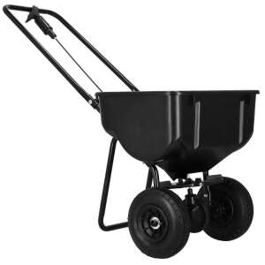 Angled view of Springos Ga0053 black garden spreader - Hand Seeder