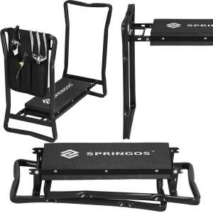 Springos Multifunktionale Gartenbank und Kniebank mit Werkzeugtasche - Springos