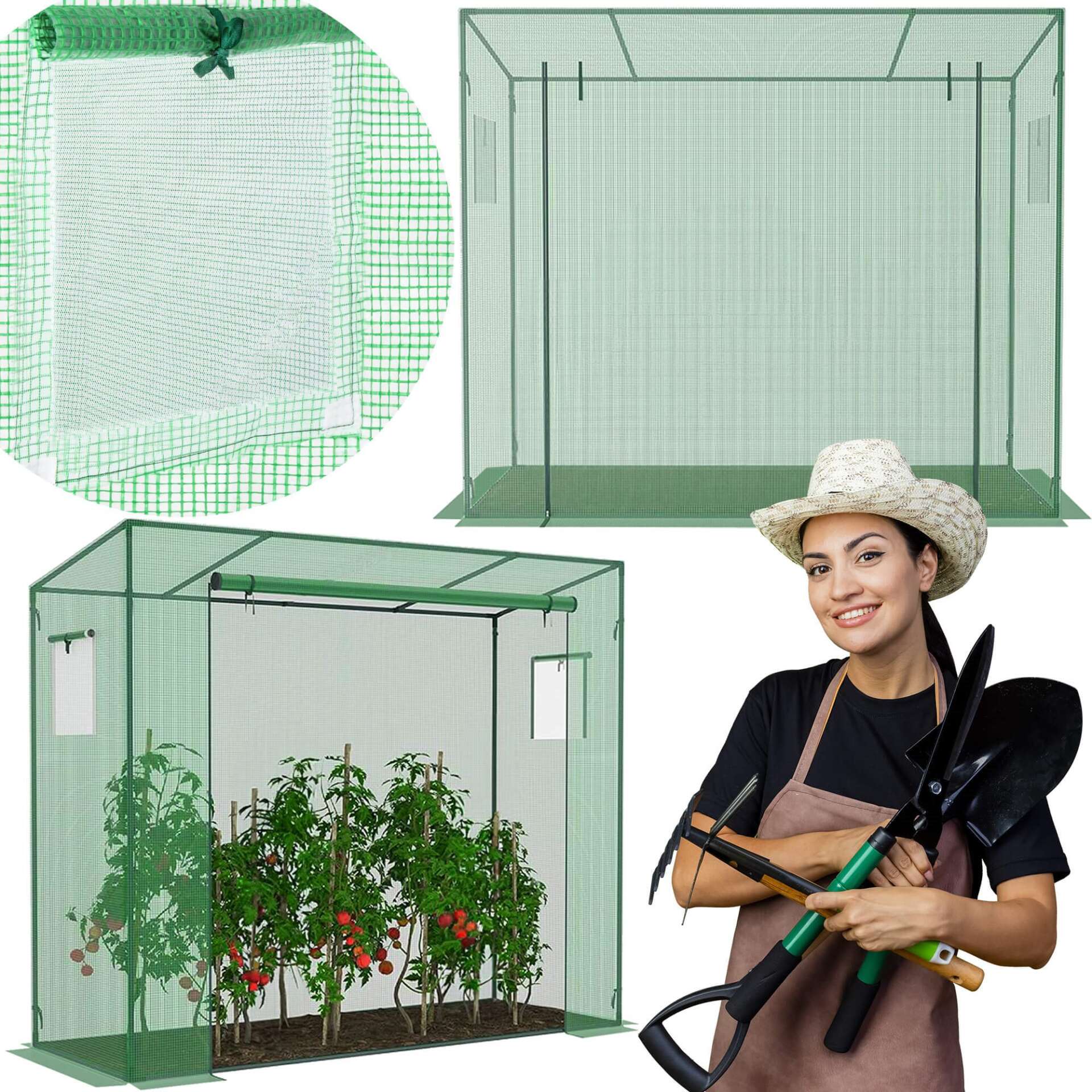 Springos kerti Üvegház 2x0,8x1,7m 130g/m² - Zöld