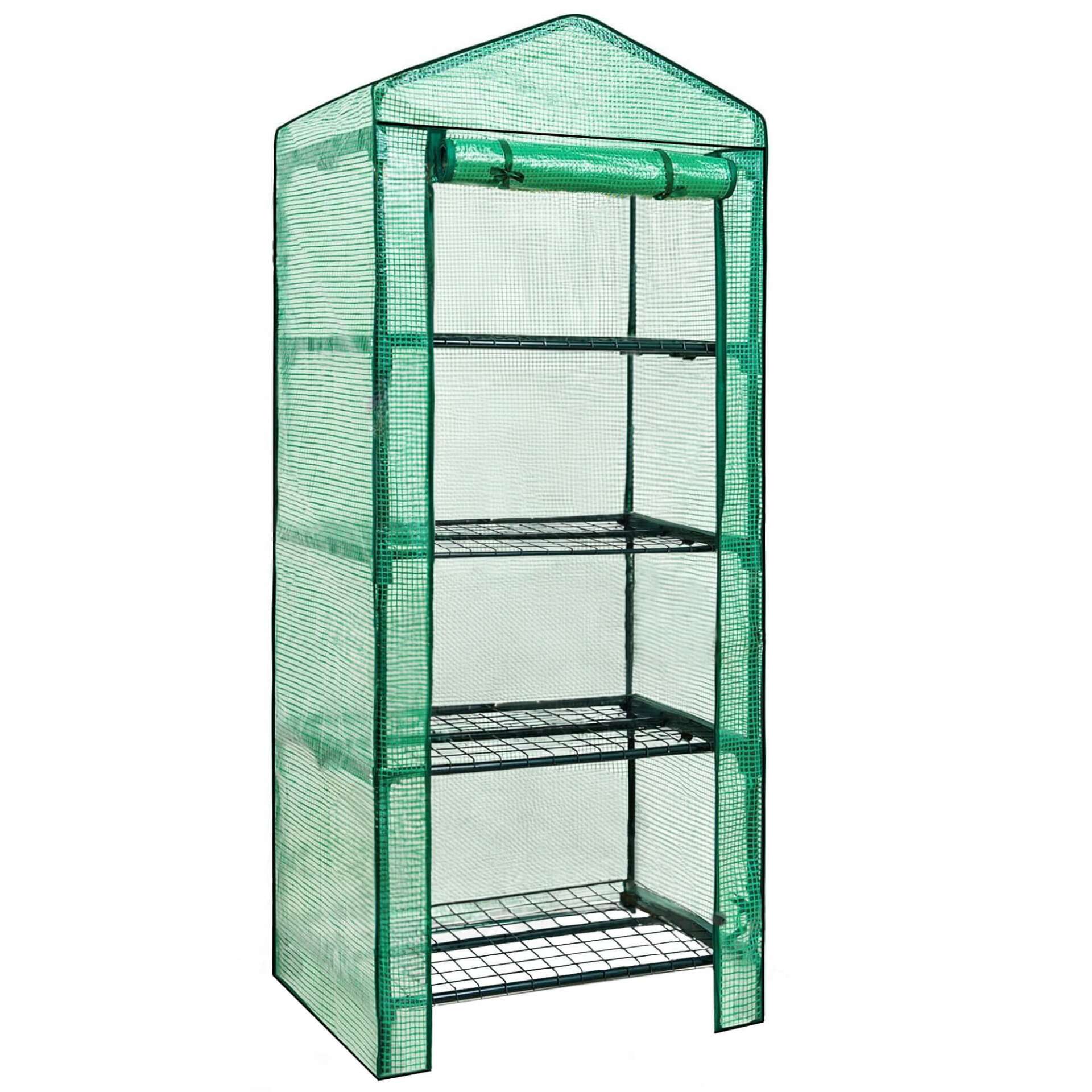 E-shop Záhradný skleník 4 police fólia UV4 130g/m2 1,6x0,5x0,7 m zelená