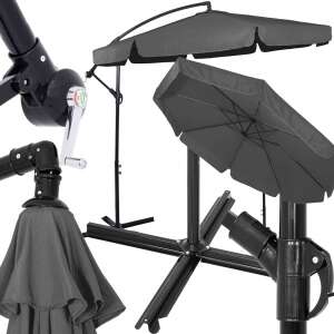 Parasol cantilever Springos® 300 cm, gri, cu manivelă, mai multe vizualizări - Umbrele de plajă