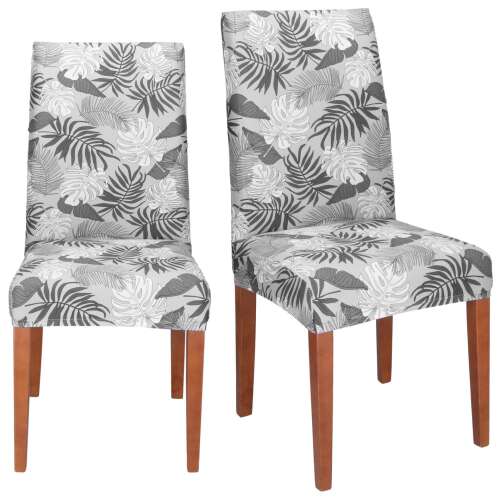 Husa universala pentru scaun, marime universala, poliester si spandex, 38x70cm, gri cu model floral 104057203
