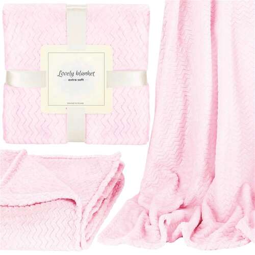 Rózsaszín puha takaró dombornyomott mintával, 70x160cm, egy személyre, Springos márkájú