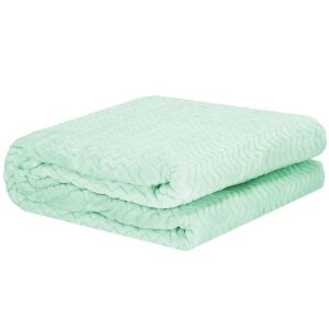 Soft light green plush blanket with embossed pattern, 70x160cm - Bedding