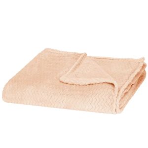 Peach Orange Plush Blanket 70x160cm, Soft Embossed Throw for Sofa or Bed - Springos