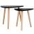 Springos nesting coffee table set, black triangle top with wooden legs, two sizes, modern design