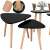 Springos black nesting tables with wooden legs and decorations