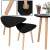 Springos black nesting coffee table set with wooden legs, home furniture