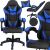 Springos black and blue gaming chair with lumbar support and headrest collage