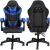 Front and back view of Springos black and blue gaming chair